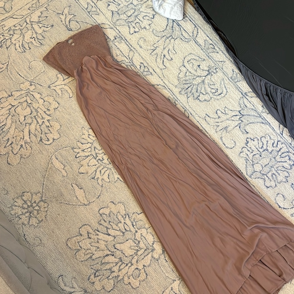 ANGL STRAPLESS scrunch dress mauve